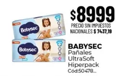 Babysec - Pañales UltraSoft Hiperpack Cód:50478