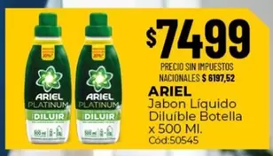Ariel - Jabon Liquido Diluible Botella x 500 Ml. Cód:50545