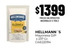 Hellmann's - Mayonesa D/P x 237 Gr. Cód:22094