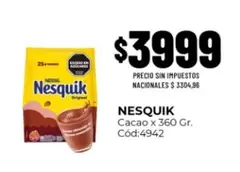 Nesquik - Cacao x 360 Gr. Cód:4942