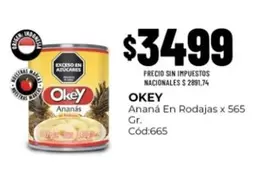 Okey - Ananá En Rodajas x 565 Gr. Cód:665