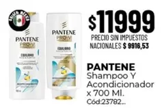 Pantene - Shampoo Y Acondicionador x 700 Ml. Cód:23782