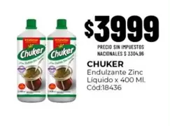 Chuker - Endulzante Zinc Líquido x 400 ML. Cód:18436