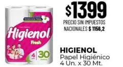 Higienol - Papel Higi0990enico 4 Un. x 30 Mt.