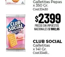 Club Social - Galletitas x 141 Gr. Cód:33461