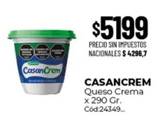 Casancrem - Queso Crema x 290 Gr. Cód:24349