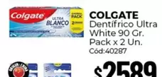 Colgate - Dentífrico Ultra White 90 Gr. Pack x 2 Un. Cód:40287