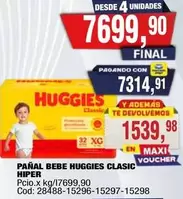 Huggies - PAÑAL BEBE HUGGIES CLASIC HIPER Cod: 28488-15296-15297-15298