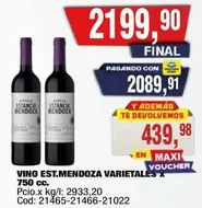 Estancia Mendoza - VINO EST.MENDOZA VARIETALES X 750 cc. Cod: 21465-21466-21022