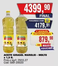 Molto - ACEITE GIRASOL MAROLIO - MOLTO