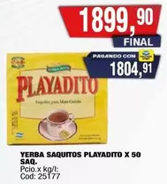 Playadito - YERBA SAQUITOS PLAYADITO X 50 SAQ.