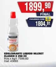 Hileret - EDULCORANTE LIQUIDO CLASICO X 250 CC