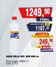 Villa del Sur - AGUA VILLA DEL SUR 600 cc