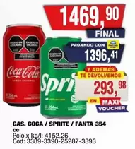 Coca cola - GAS. COCA / SPRITE / FANTA 354 cc