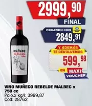 X$ - VINO MUÑECO REBELDE MALBEC