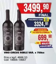 Circus - VINO CIRCUS ROBLE VAR. x 750cc