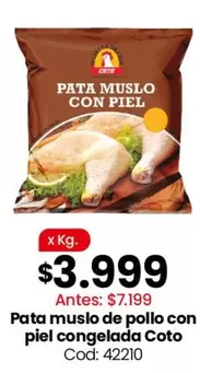 Coto - Pata muslo de pollo con piel congelada