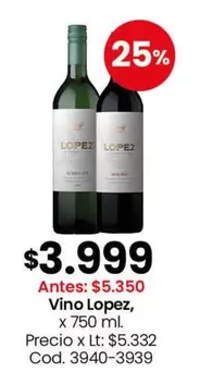 Lopez - Vino , x 750 ml. Cod. 3940-3939