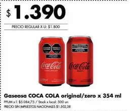 Coca cola - Gaseosa original/zero