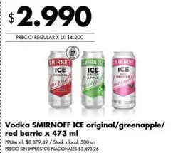 Smirnoff - Vodka ICE original/greenapple/red barrie