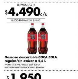 Coca cola - Gaseosa descartable regular/sin azúcar