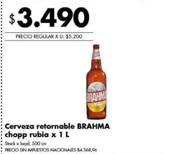 Brahma - Cerveza chopp rubia