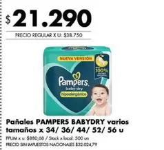 Pampers - Pañales BABYDRY varios tamaños