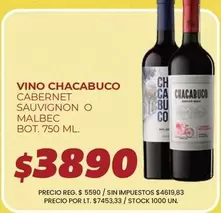 Chacabuco - VINO CHACABUCO CABERNET SAUVIGNON O MALBEC