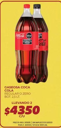 Coca cola - GASEOSA COCA COLA REGULAR O ZERO