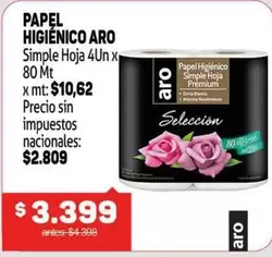 Aro - PAPEL HIGIÉNICO ARO Simple Hoja 4Un x 80 Mt