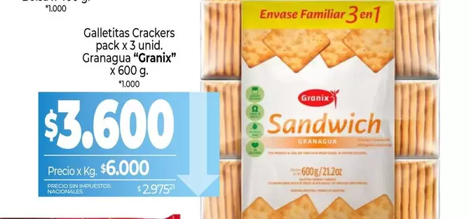 Granix - Galletitas Crackers pack x 3 unid. Granagua ""