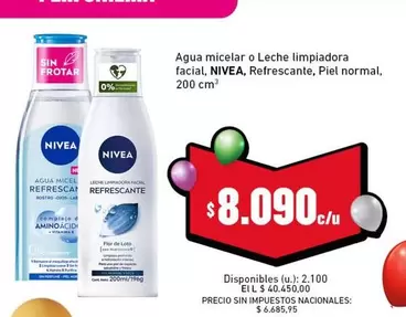 Nivea - Agua micelar o Leche limpiadora facial