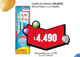 Colgate - Cepillo de dientes, Extra Clean, 3 x 2