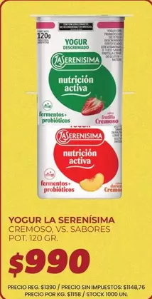 La Serenísima - YOGUR CREMOSO, VS. SABORES