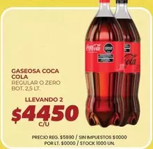 Coca cola - GASEOSA COCA COLA REGULAR O ZERO