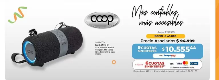 Coop - Parlante Bluetooth