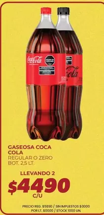 Coca cola - GASEOSA COCA COLA REGULAR O ZERO