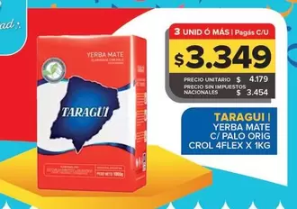 Taraguí - Yerba Mate C/ Palo Orig Crol 4Flex