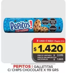 Pepitos - Galletitas C/ Chips Chocolate