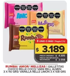 Bagley - Rumba/ Amor/ Mellizas Galletitas Choco Relle Coco/ Vaini Rell Almen/ Vainilla Relle Limon