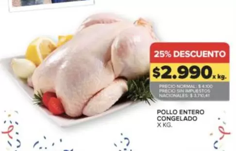 X$ - POLLO ENTERO CONGELADO