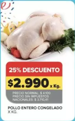 X$ - POLLO ENTERO CONGELADO