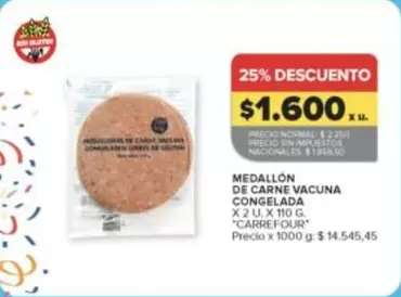 Carrefour - Medallón de carne vacuna congelada