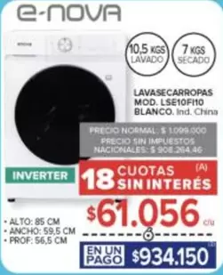 LAVASECARROPAS MOD. LSE10FI10 BLANCO