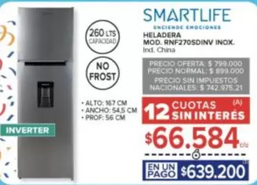 Smartlife - Heladera MOD. RNF270SDINV
