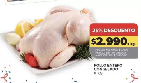 X$ - POLLO ENTERO CONGELADO