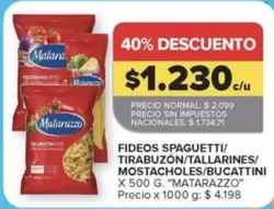 Matarazzo - FIDEOS SPAGUETTI/TIRABUZÓN/TALLARINES/MOSTACHOLES/BUCATTTINI