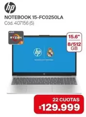 HP - NOTEBOOK 15-FC0250LA Cód. 407156