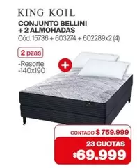 King Koil - CONJUNTO BELLINI + 2 ALMOHADAS Cód. 15736 + 603274 + 602289x2 (4)