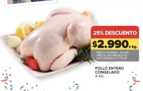 X$ - POLLO ENTERO CONGELADO